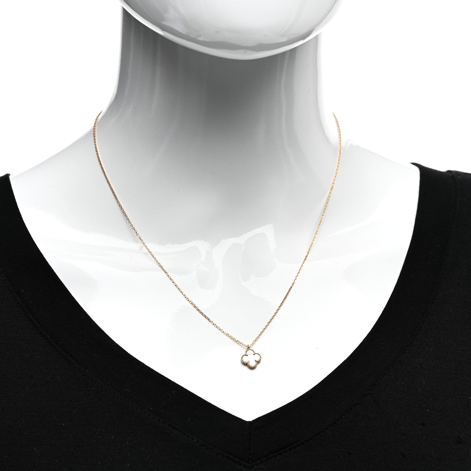 Van Cleef & Arpels 18K Yellow Gold Mother of Pearl Sweet Alhambra Pendant Necklace 2 of 5