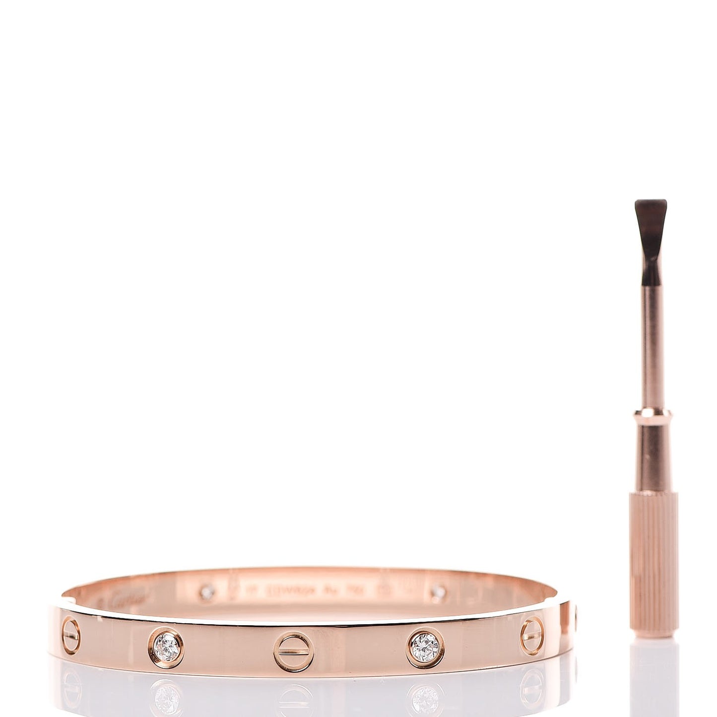 18K Pink Gold 4 Diamond LOVE Bracelet 17