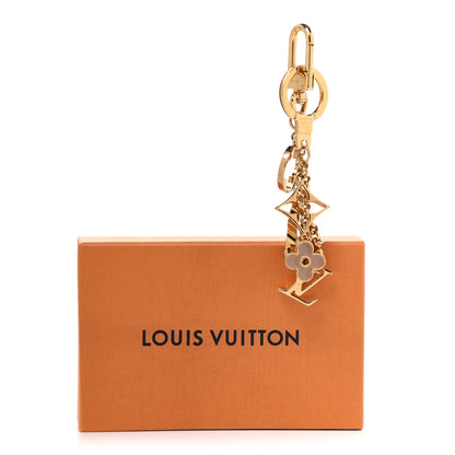 Louis Vuitton Brass Enamel Fleur De Monogram Bag Charm Chain Gold 4 of 4