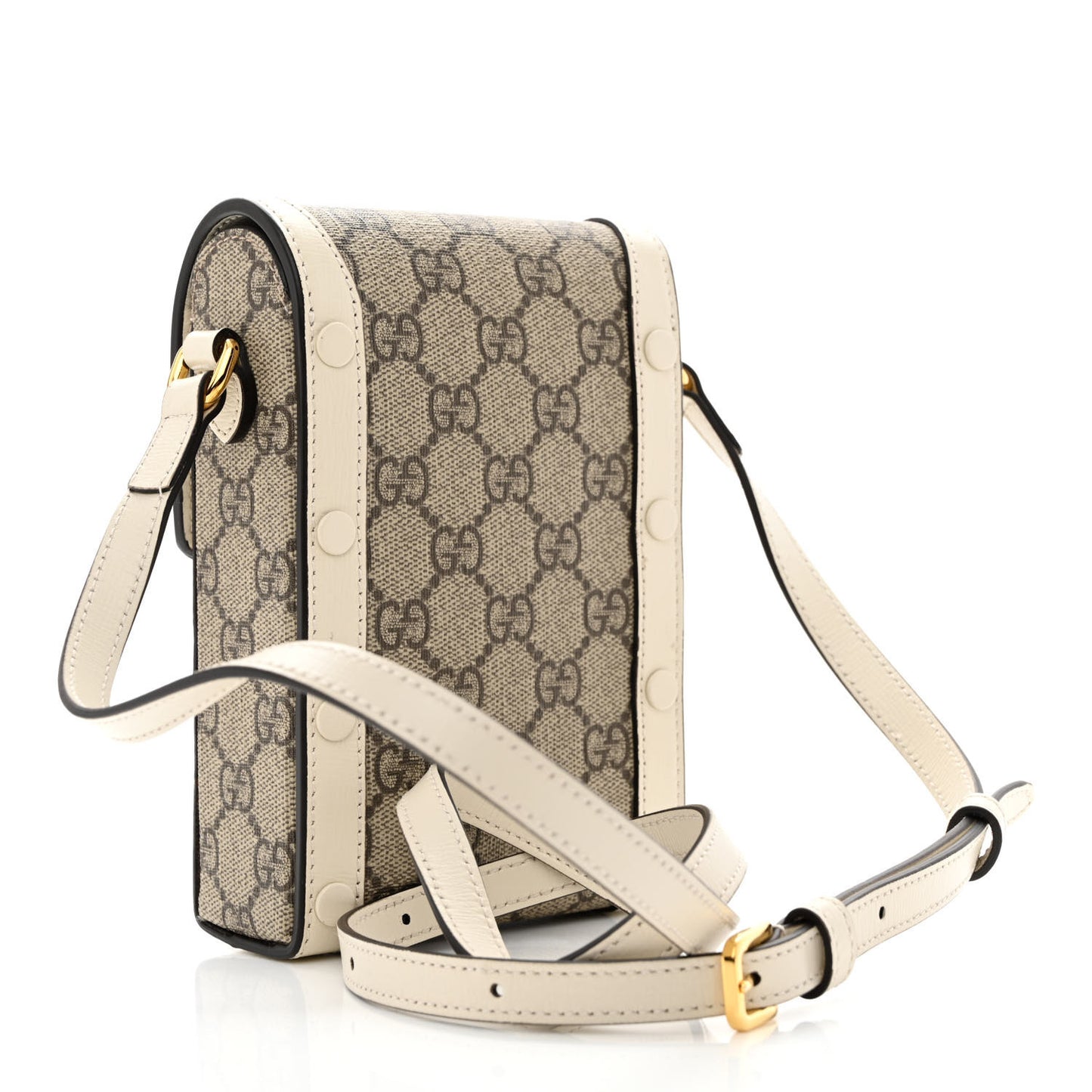 GG Supreme Monogram Azalea Calfskin Mini Horsebit 1955 Crossbody Bag Beige Ebony Mystic White