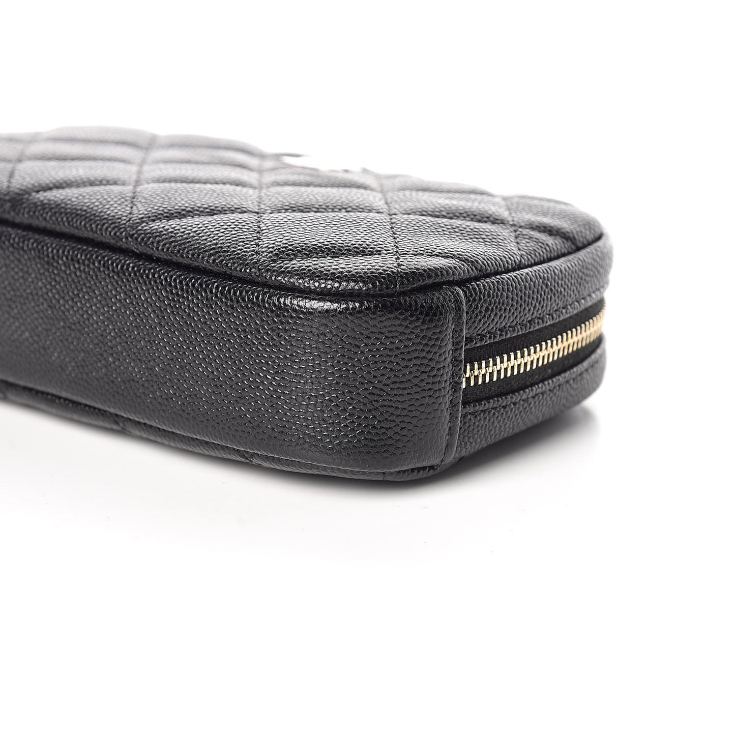 Caviar Quilted Small Curvy Pouch Cosmetic Case Black