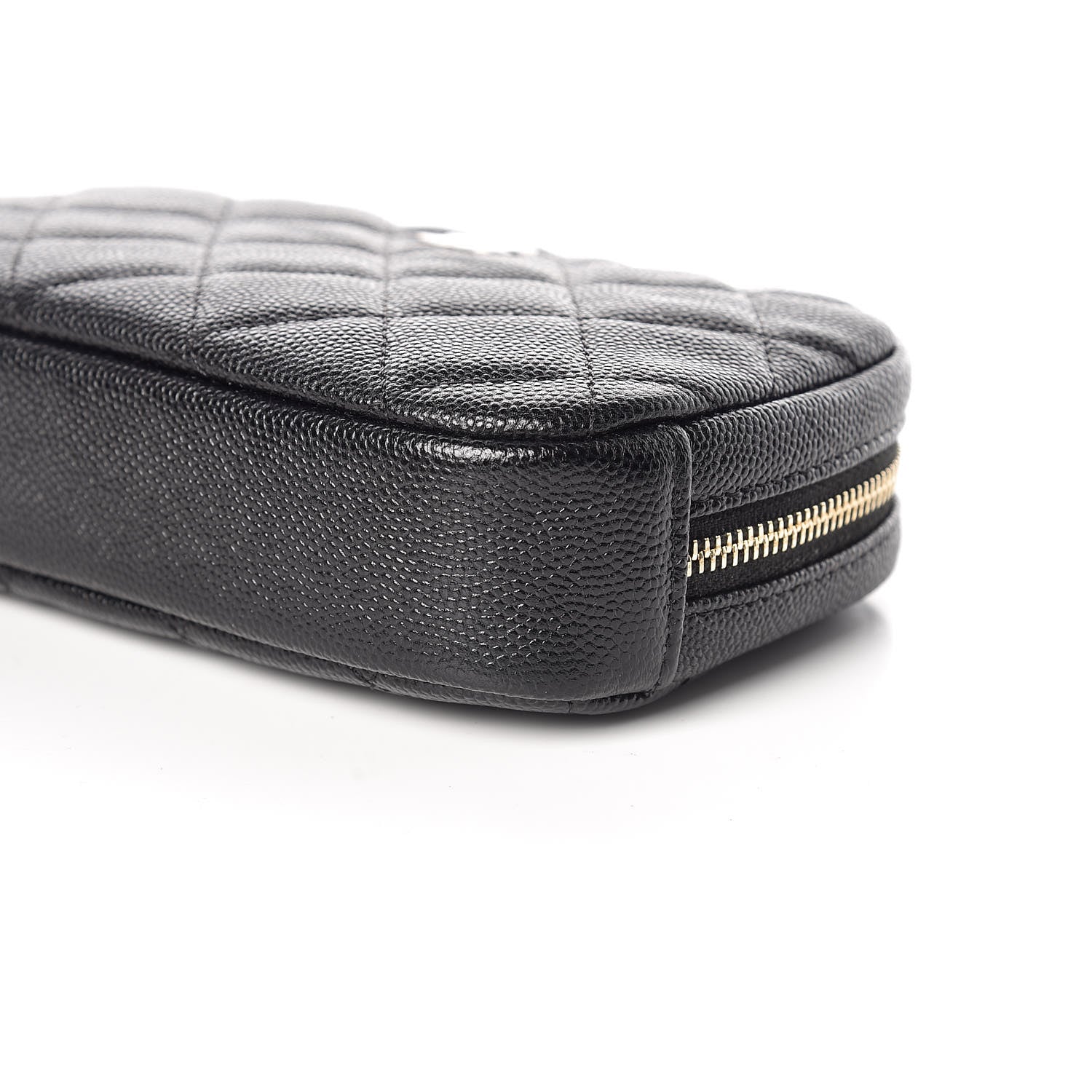 Chanel Caviar Quilted Small Curvy Pouch Cosmetic Case Black 6 of 10