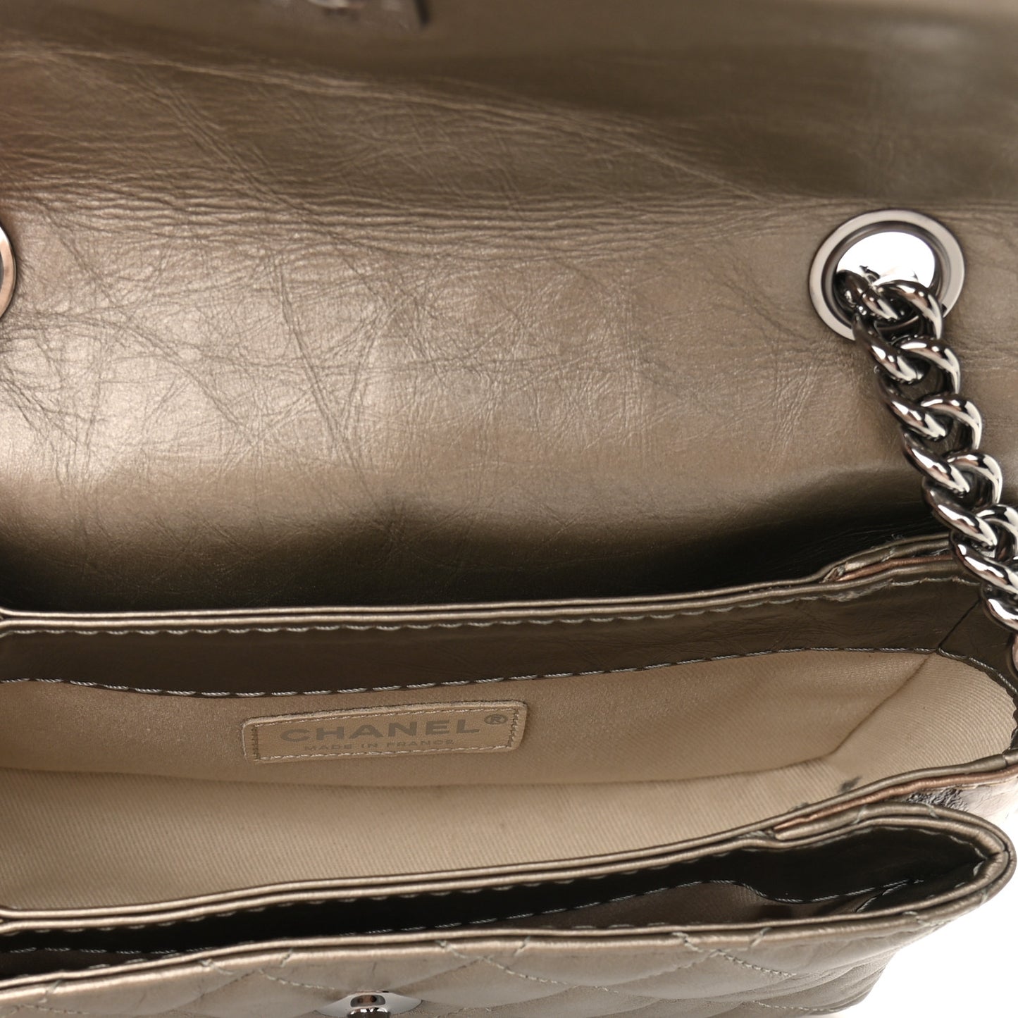 Metallic Calfskin Quilted Mineral Nights Mini Flap Bronze