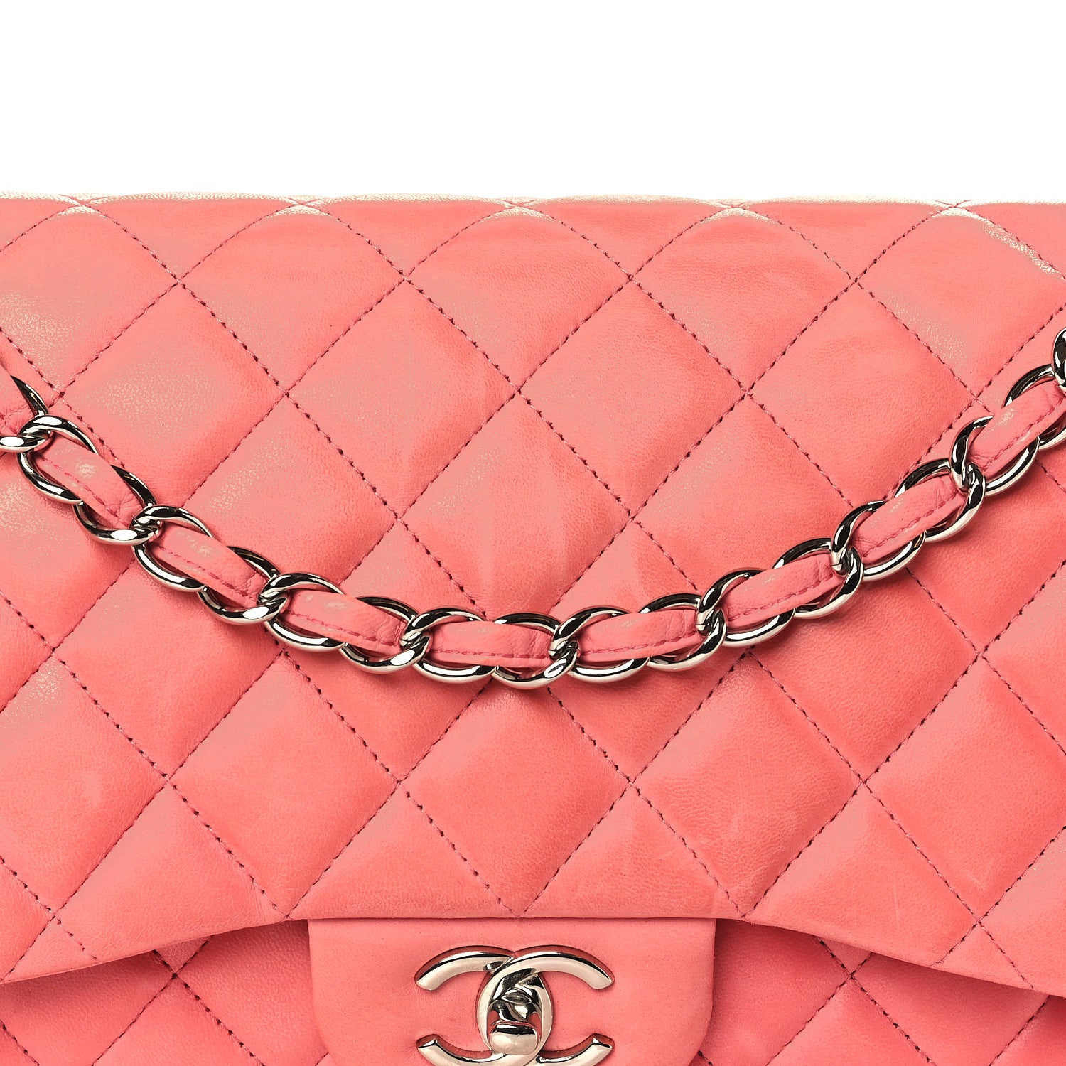 Chanel Lambskin Quilted Jumbo Double Flap Pink 10 of 10