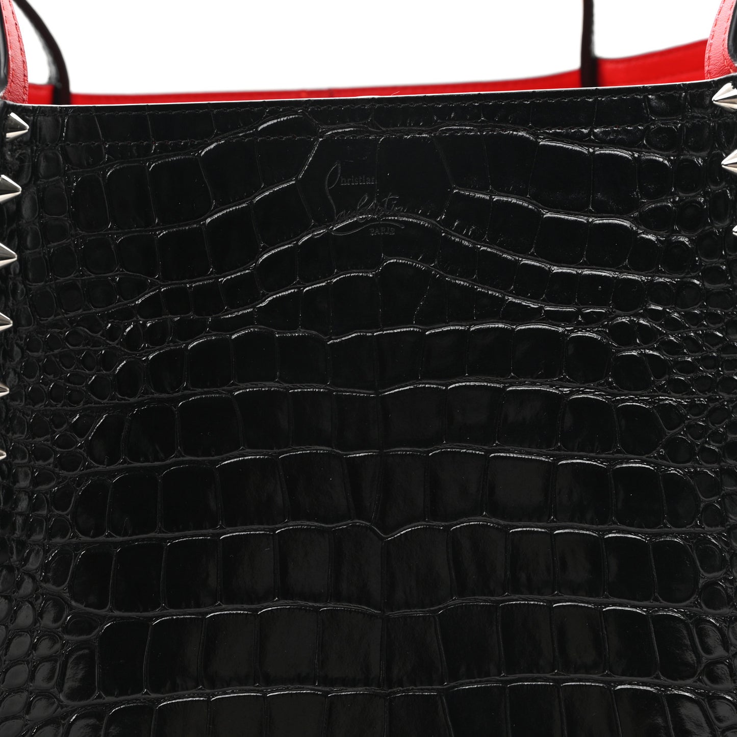 Calfskin Crocodile Embossed Spikes Large Cabarock Black