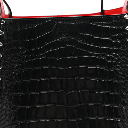 Christian Louboutin Calfskin Crocodile Embossed Spikes Large Cabarock Black 7 of 10