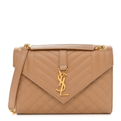 Saint Laurent Grain De Poudre Textured Mixed Matelasse Medium Triquilt Monogram Satchel Dark Cork 1 of 11