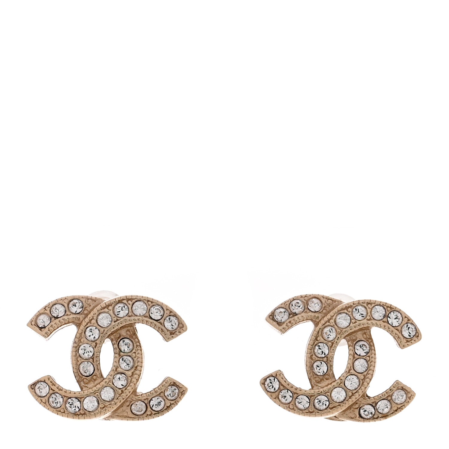 Chanel Crystal CC Earrings Gold 1 of 5
