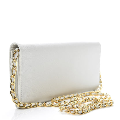 Prada Saffiano Metal Oro Chain Wallet Talco 3 of 12