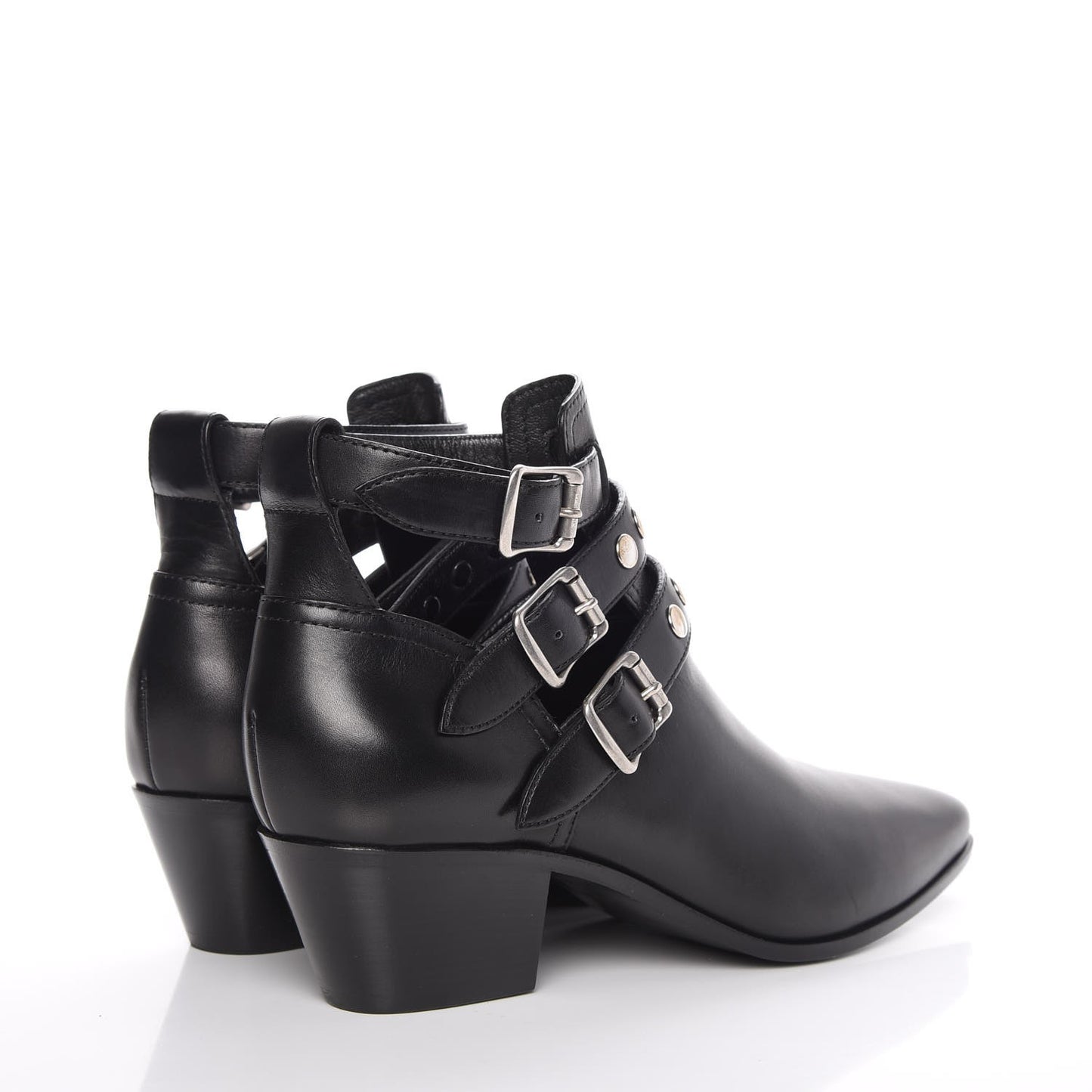 Calfskin Rock Rivet Stud Booties 36.5 Black