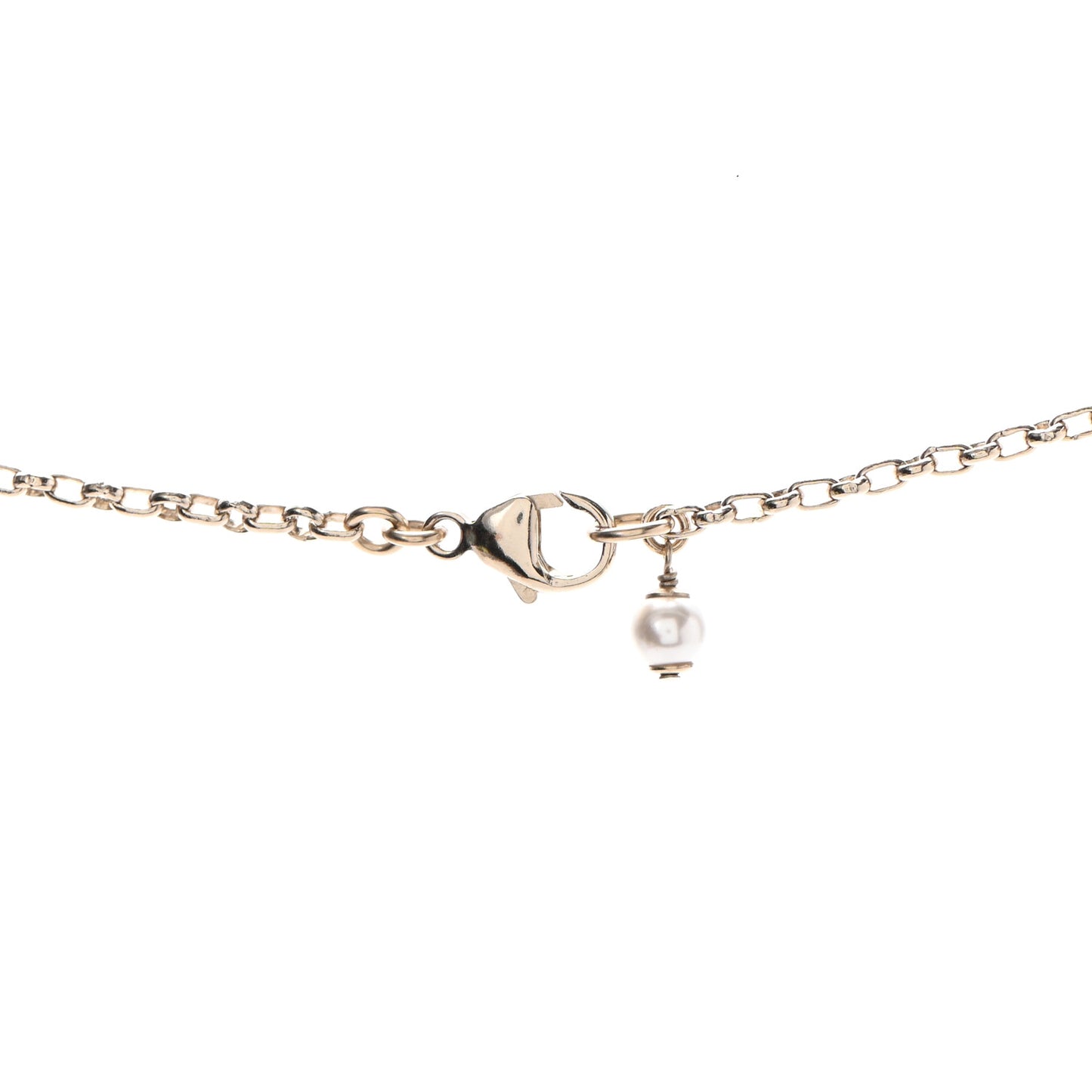 Pearl Crystal CC Pendant Necklace Gold