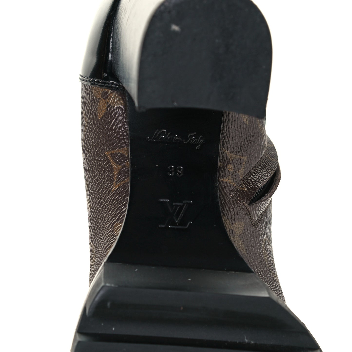 Patent Calfskin Monogram Star Trail Ankle Boots 39 Black