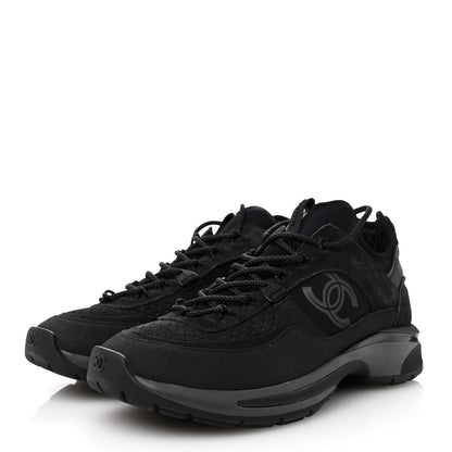 Chanel Suede Calfskin Mens CC Sneakers 42 Black 4 of 9