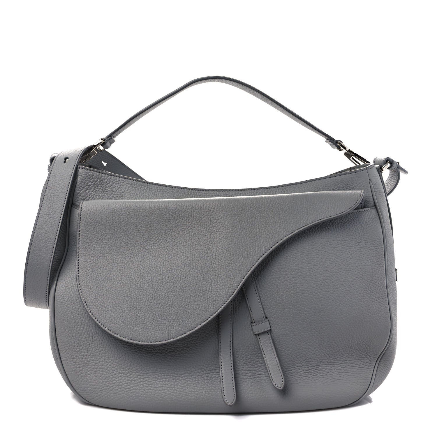 Christian Dior Grained Calfskin Soft Saddle Bag Grey 1 of 11