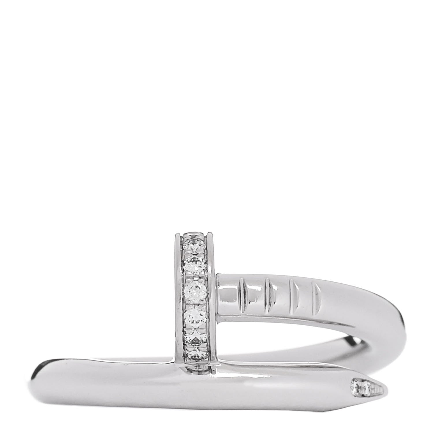 Cartier 18K White Gold Diamond Juste Un Clou Ring 53 6.25 1 of 6