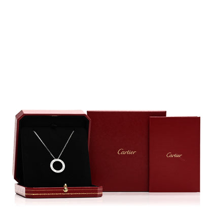 Cartier 18K White Gold Diamond LOVE Paved Necklace 6 of 6
