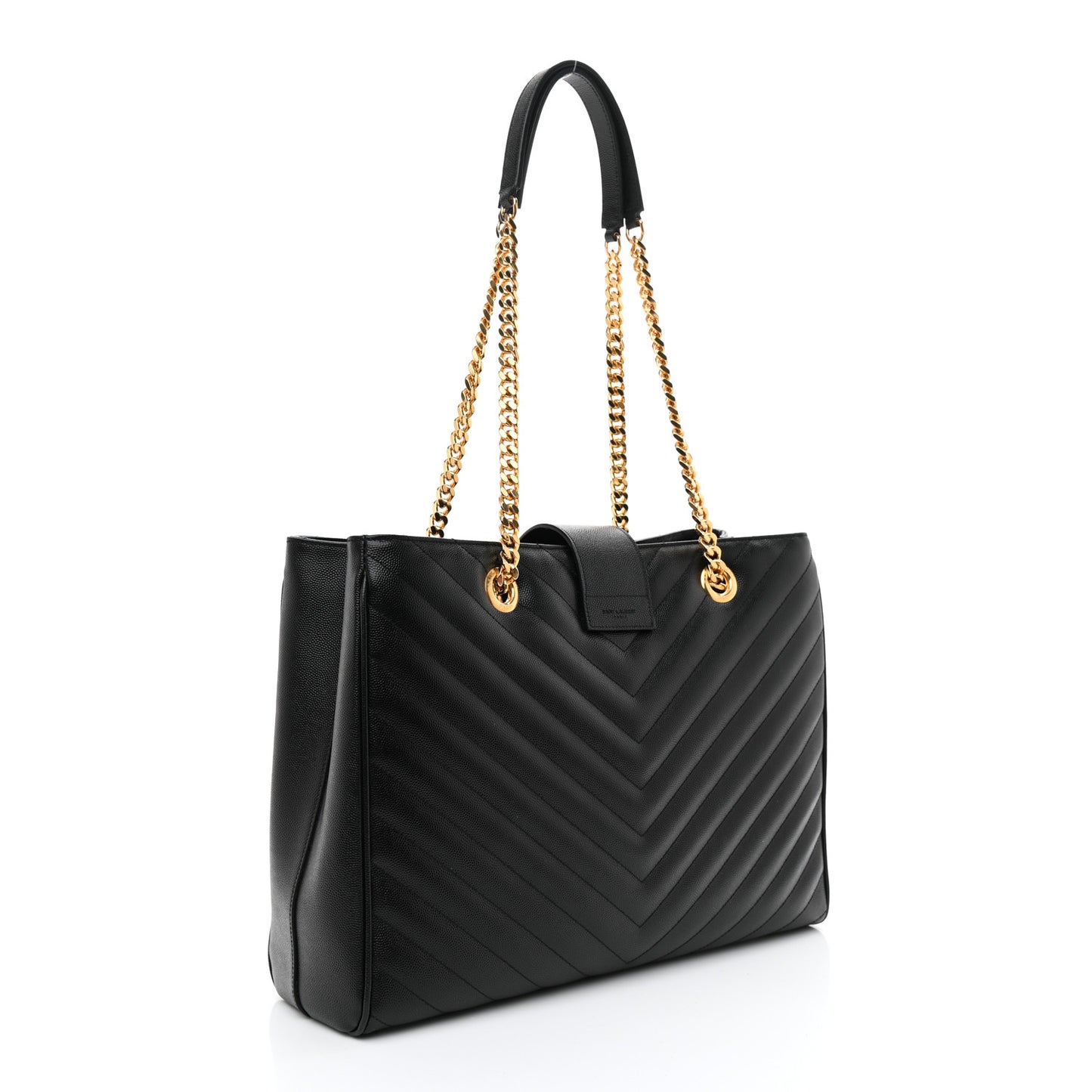Grain De Poudre Matelasse Chevron Monogram Shopping Bag Black