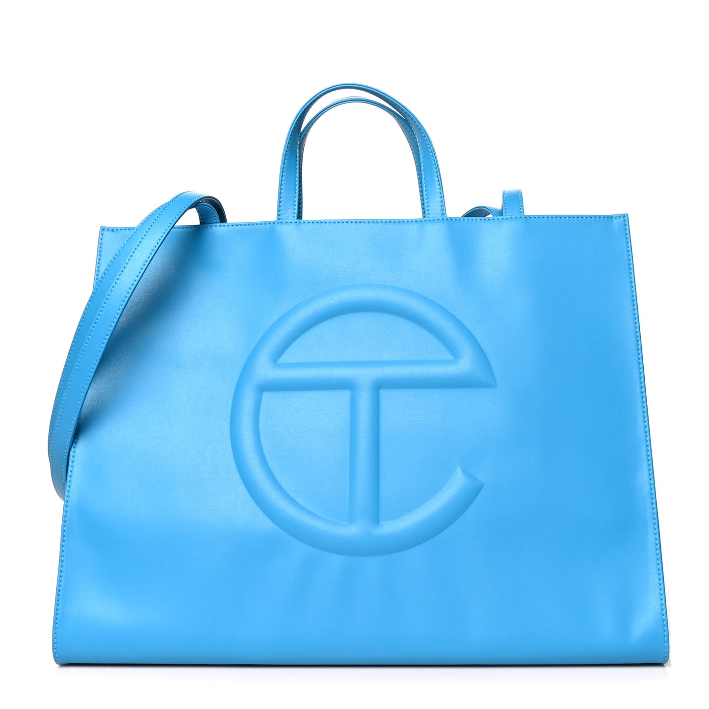 Vegan Leather Large Shopping Bag Cyan
