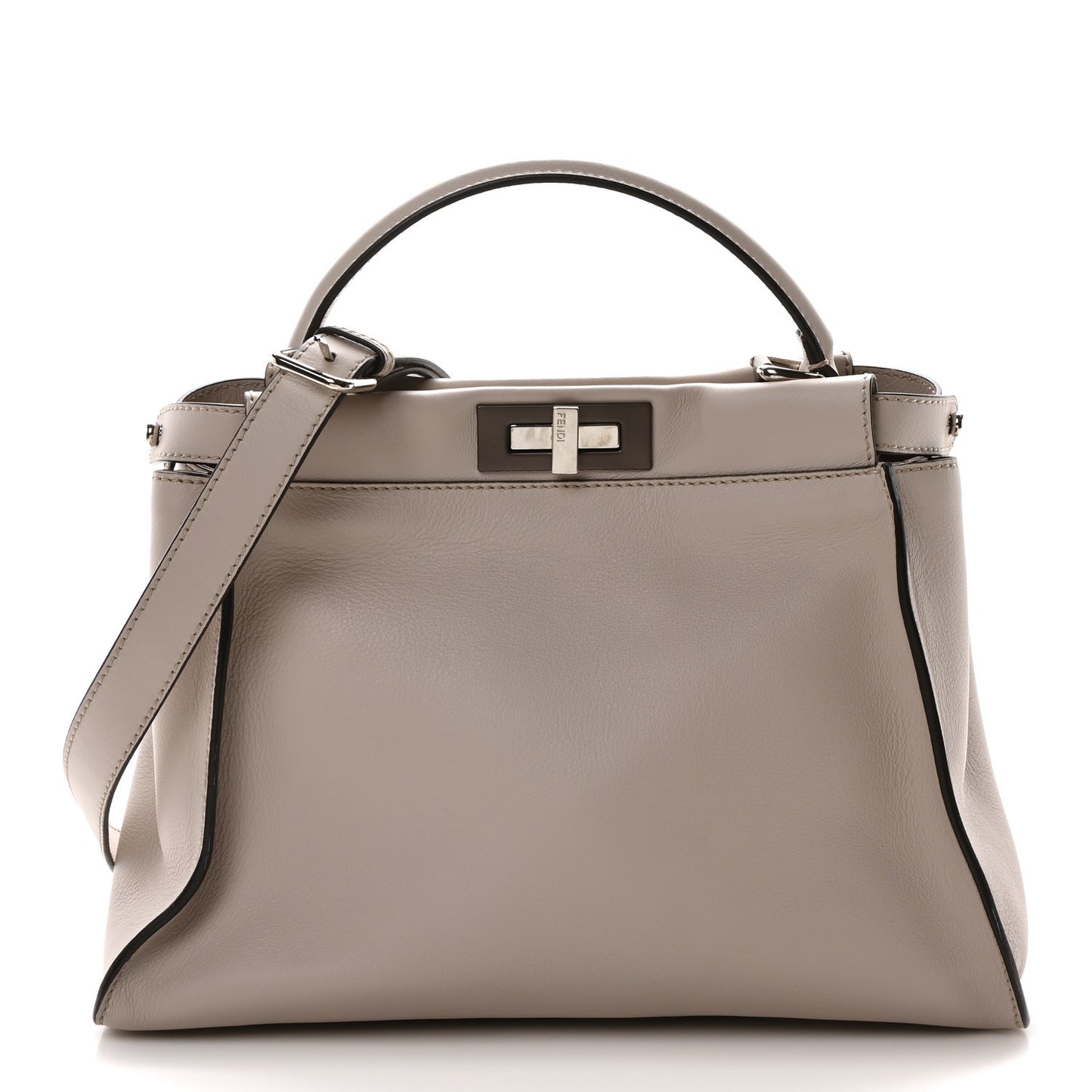 Vitello Seta Shiny Nappa Medium Peekaboo Iconic Satchel Grigio Polvere Bois de Rose