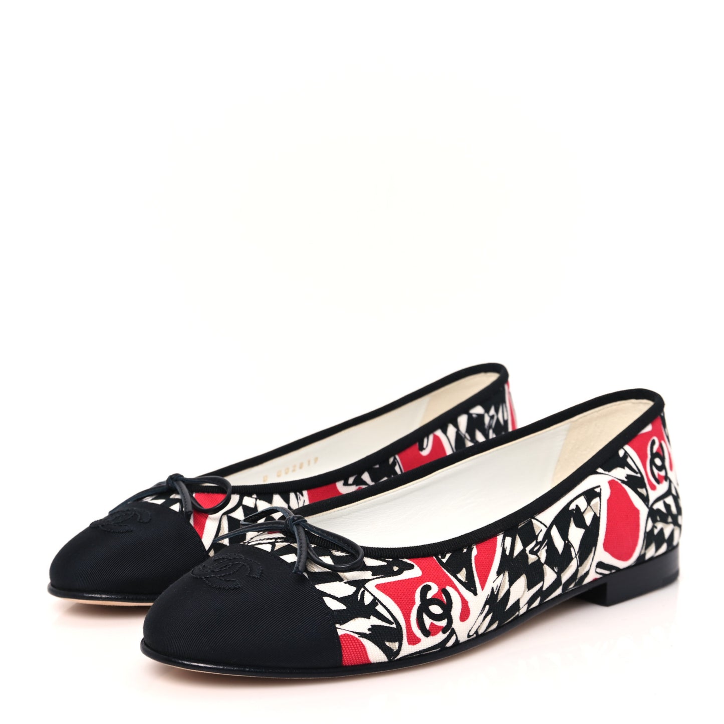Canvas Grosgrain Cap Toe CC Ballerina Flats 39 Red Multicolor