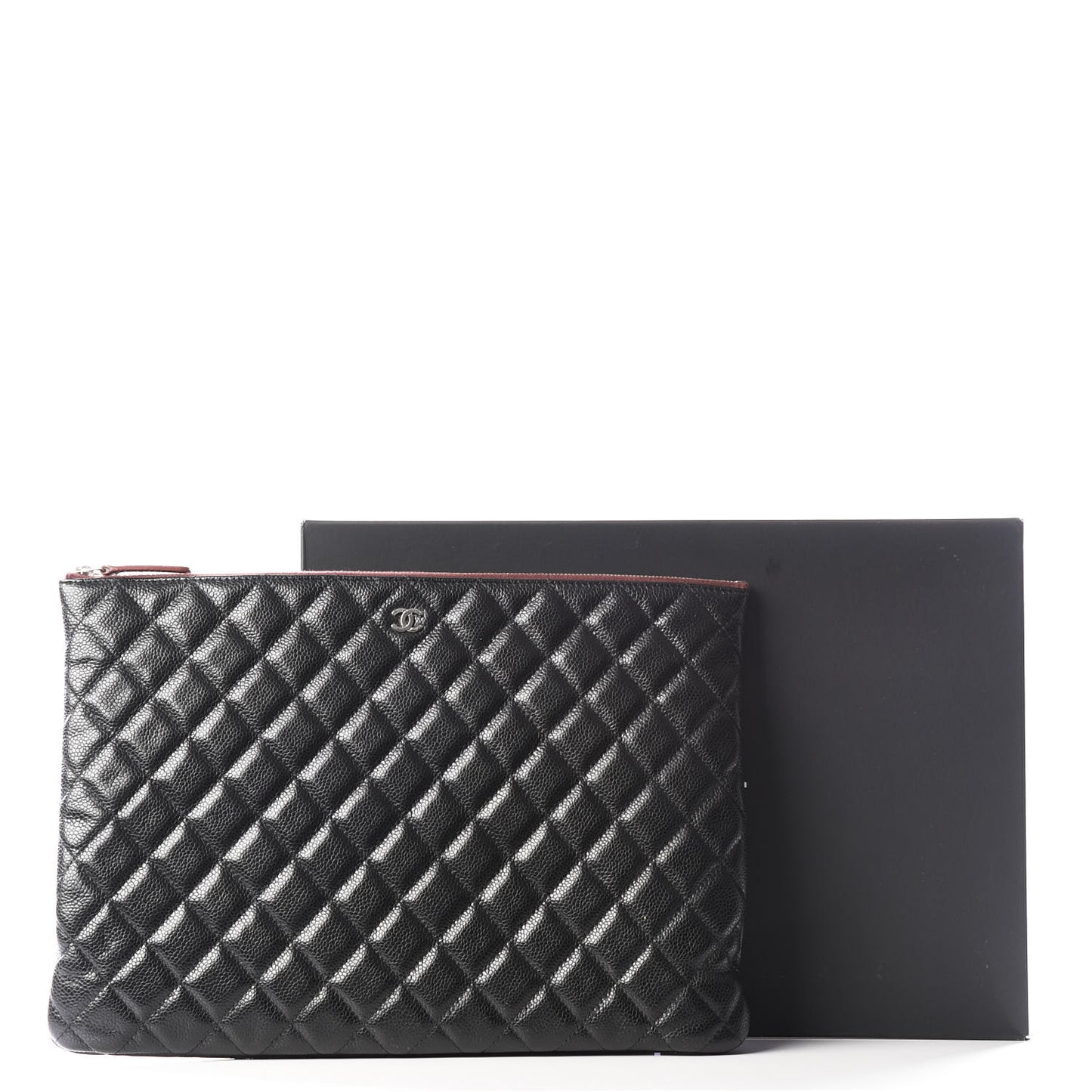 Caviar Quilted Large Cosmetic Case Black