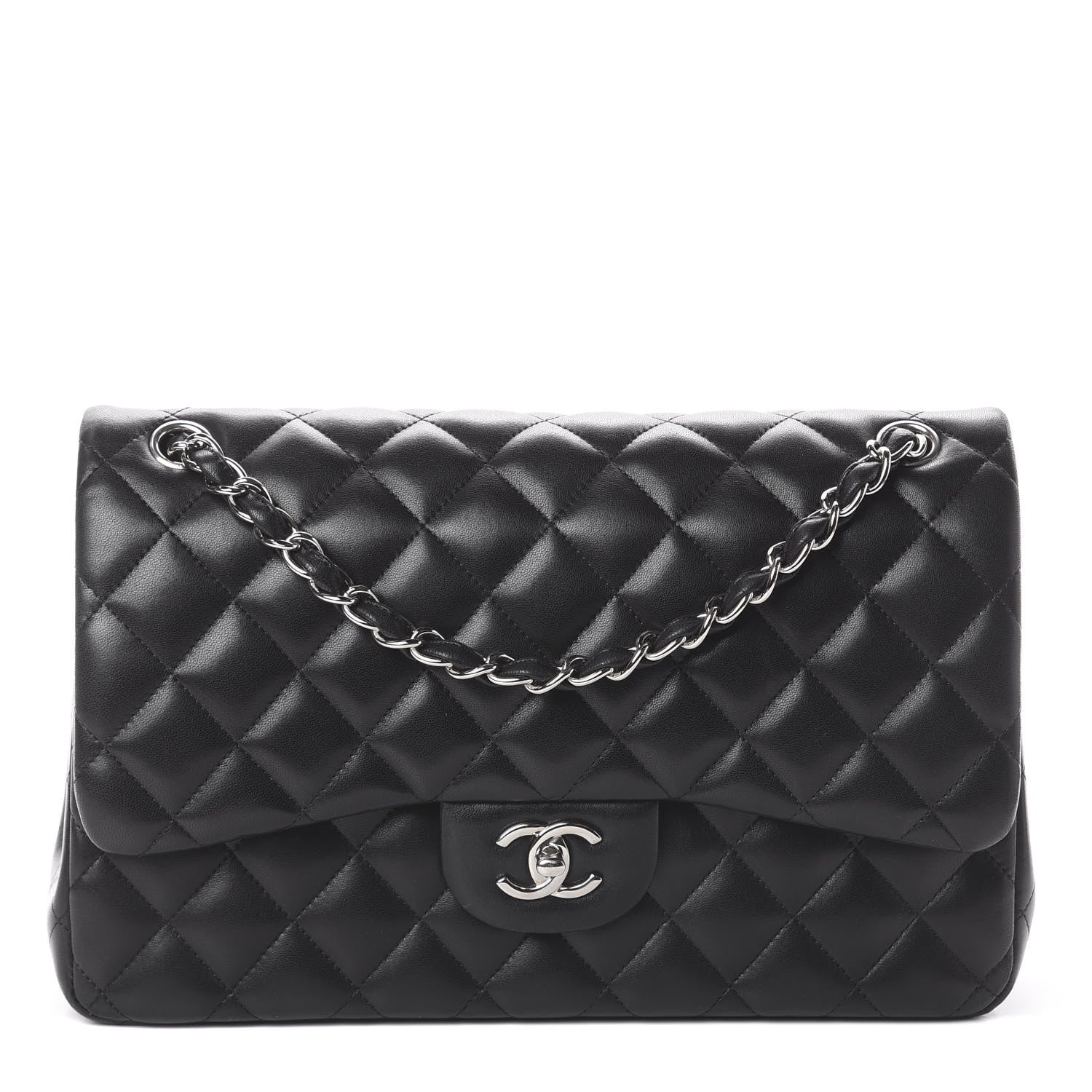 Chanel Lambskin Quilted Jumbo Double Flap Black 1 of 9