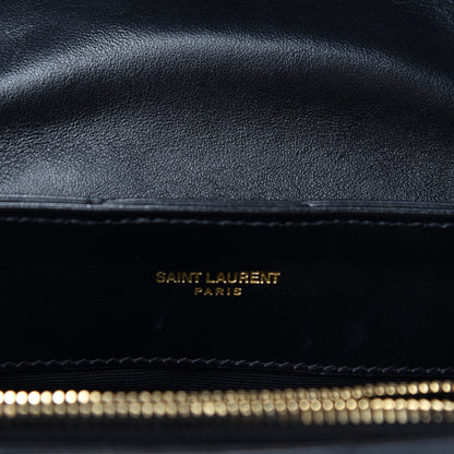 Saint Laurent Calfskin Y Quilted Monogram Small Loulou Chain Satchel Black 9 of 11