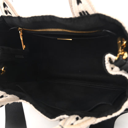 Prada Canapa Woven Tote White Black 7 of 11