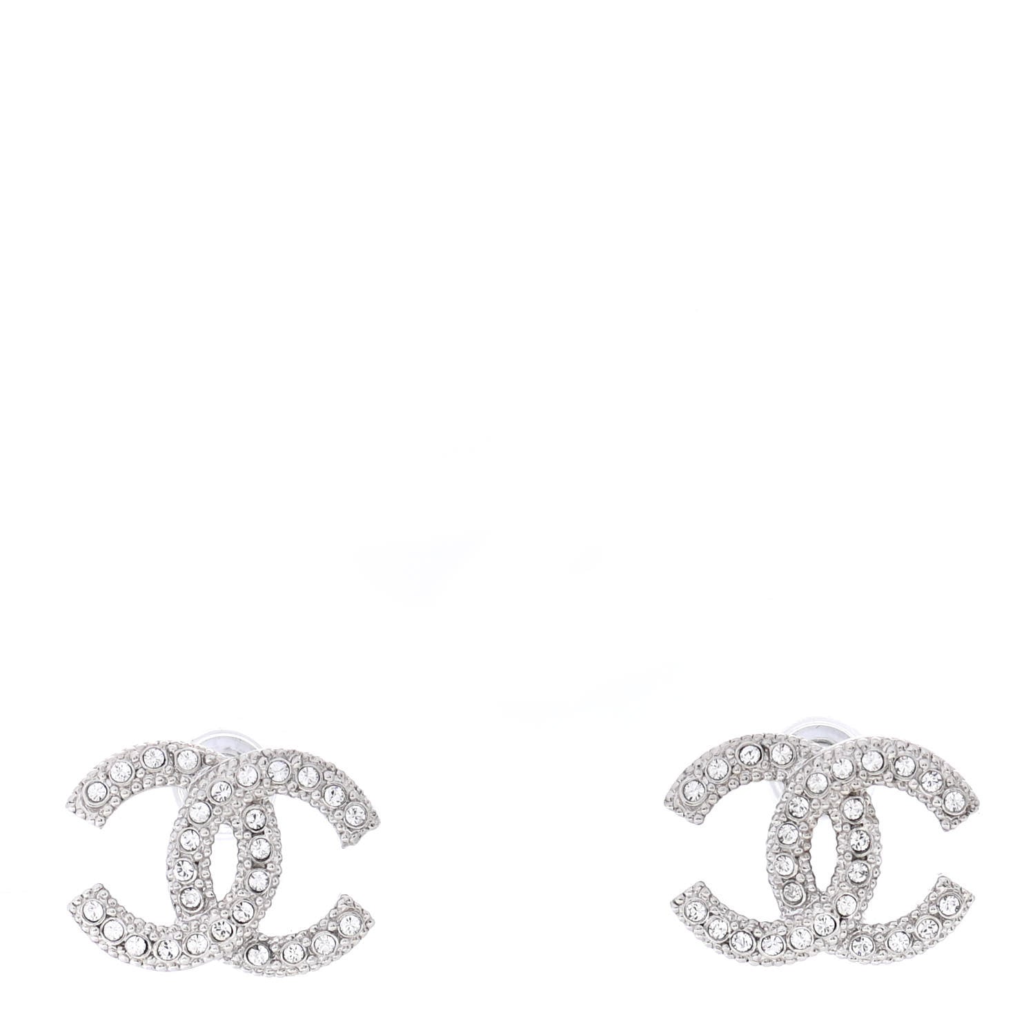 Chanel Crystal CC Earrings Silver 1 of 4