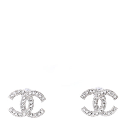 Chanel Crystal CC Earrings Silver 1 of 4