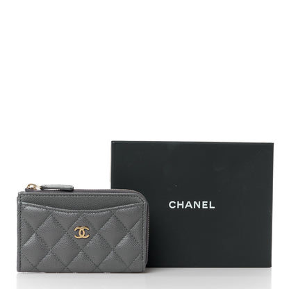Chanel Caviar Quilted CC Zip Around Card Holder Grey 11 of 11