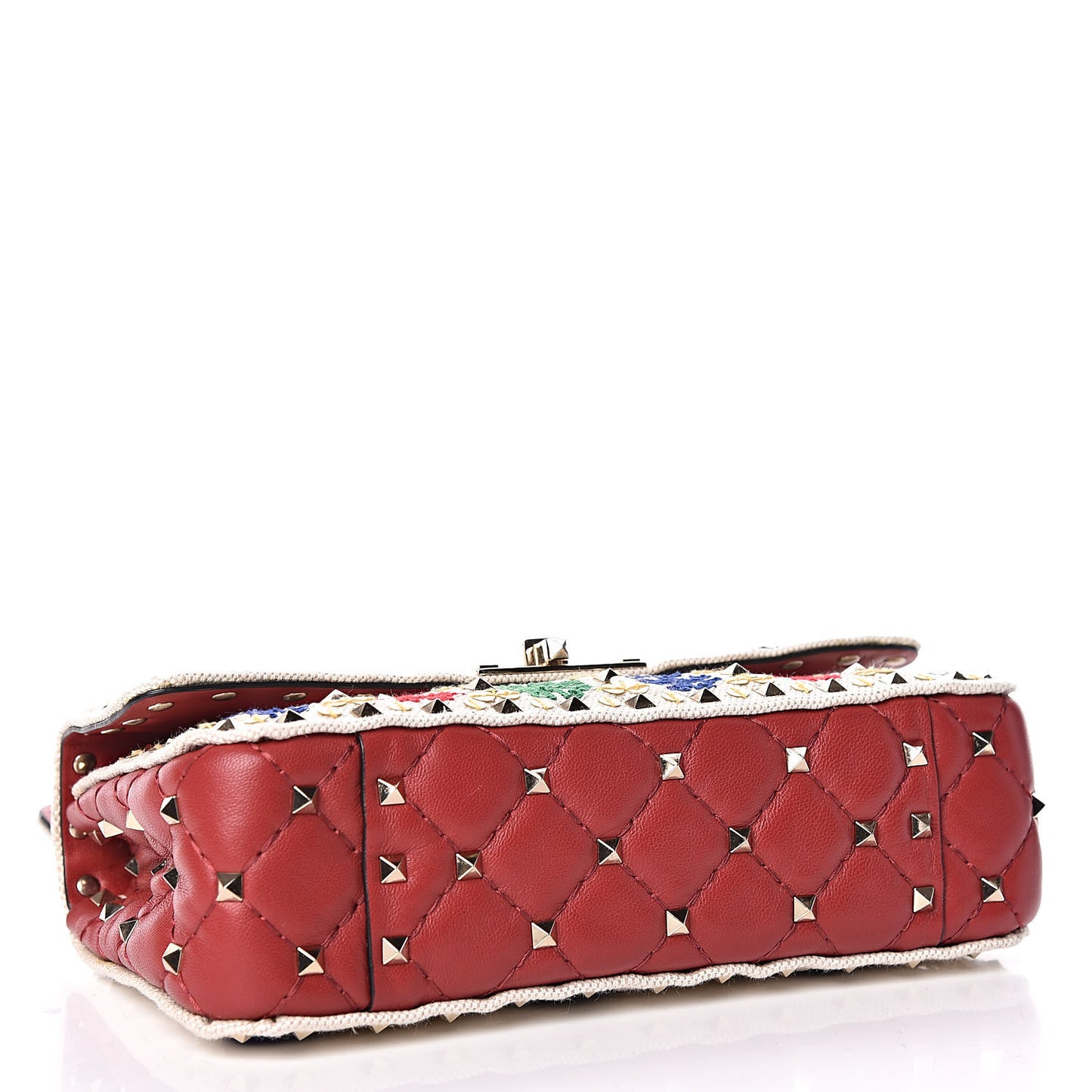 Canvas Sequin Embroidered Small Rockstud Spike Shoulder Bag Multicolor