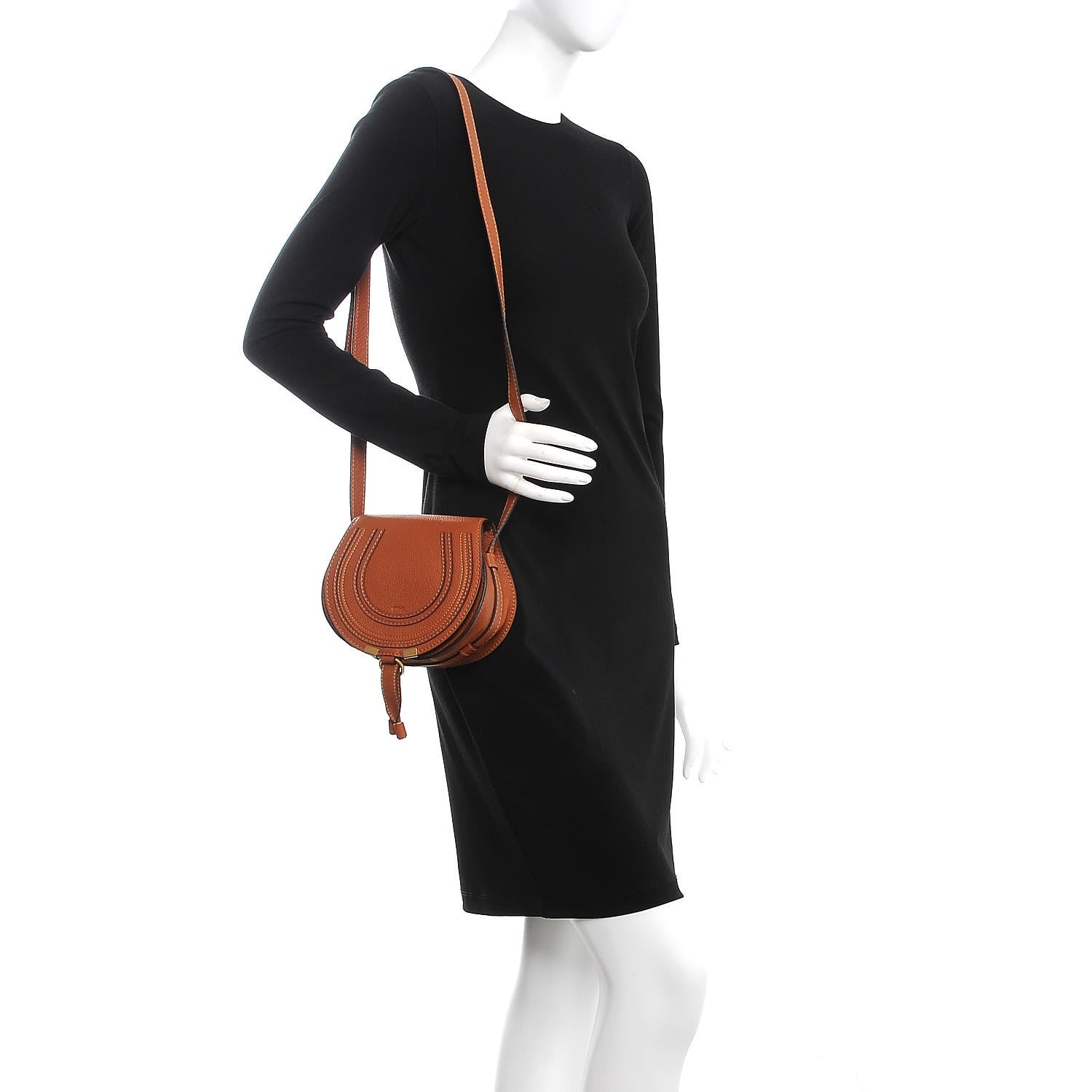 Chloe Calfskin Mini Marcie Round Crossbody Bag Tan 2 of 7