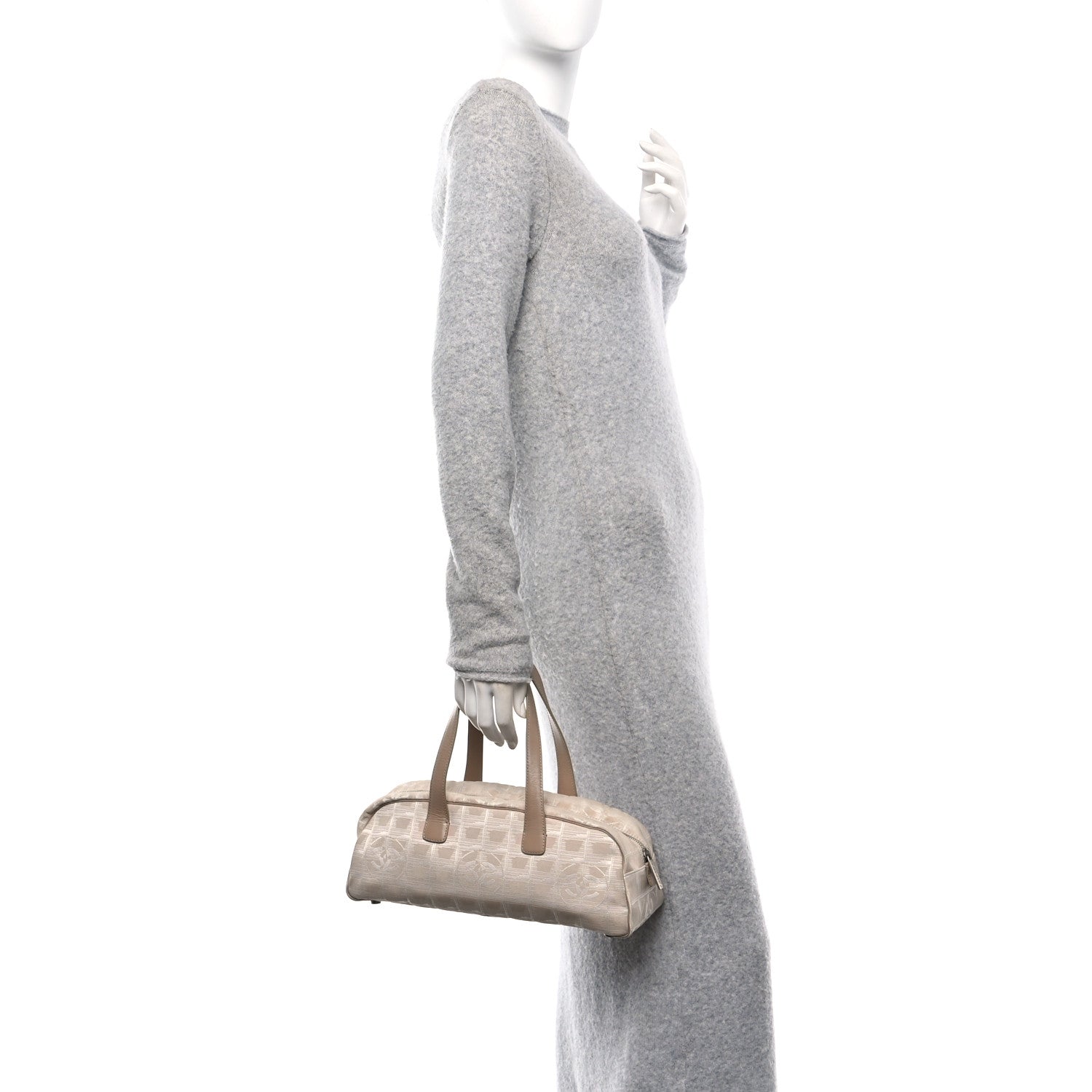 Chanel Nylon Travel Bowler Beige 2 of 10