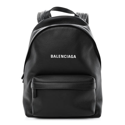 Balenciaga Smooth Calfskin Logo Small Everyday Backpack Black White 1 of 10