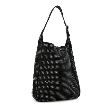 Saint Laurent Cotton Studded Le 5 A 7 Soft Hobo Black 3 of 12