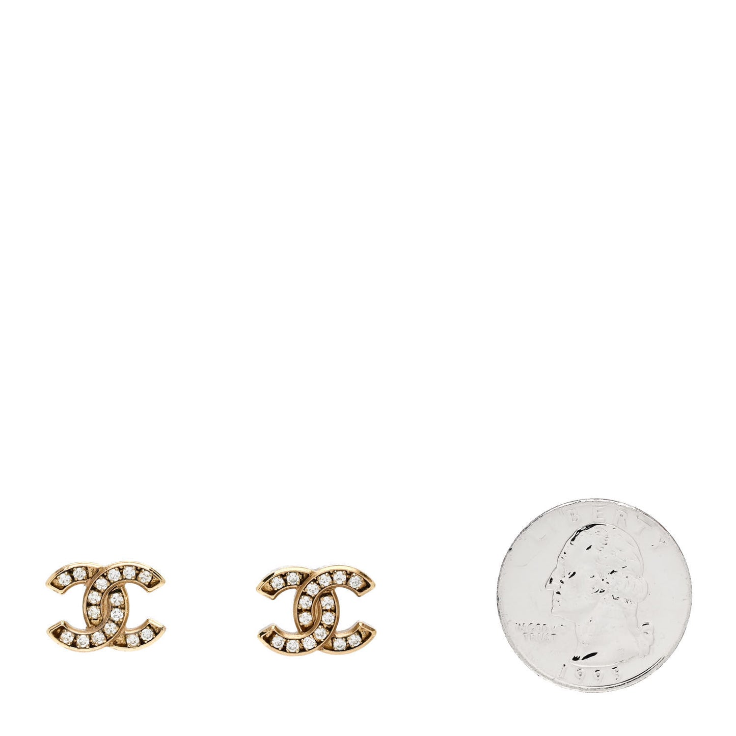 Matte Metal Crystal CC Earrings Gold