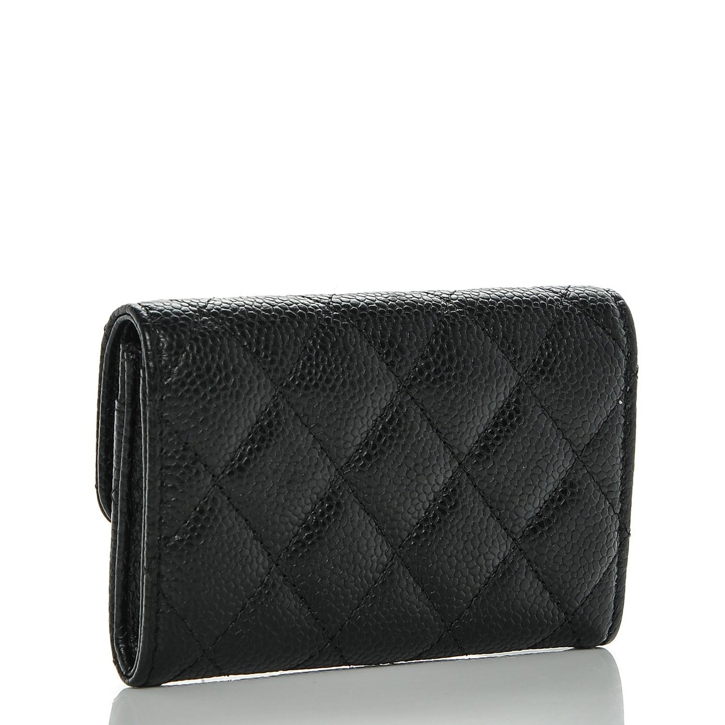 Caviar Quilted Flap Card Holder Black