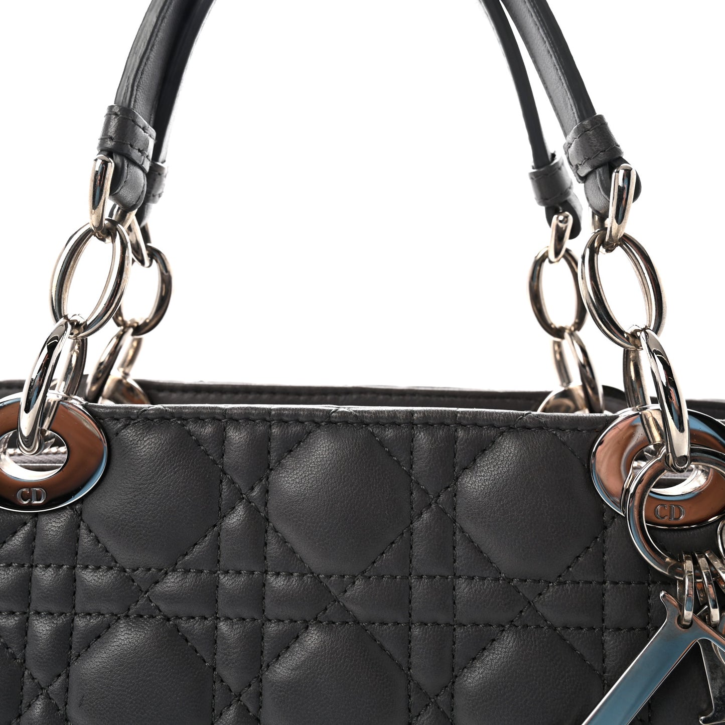 Lambskin Cannage Small Dior Soft Zipped Shopping Tote Grey