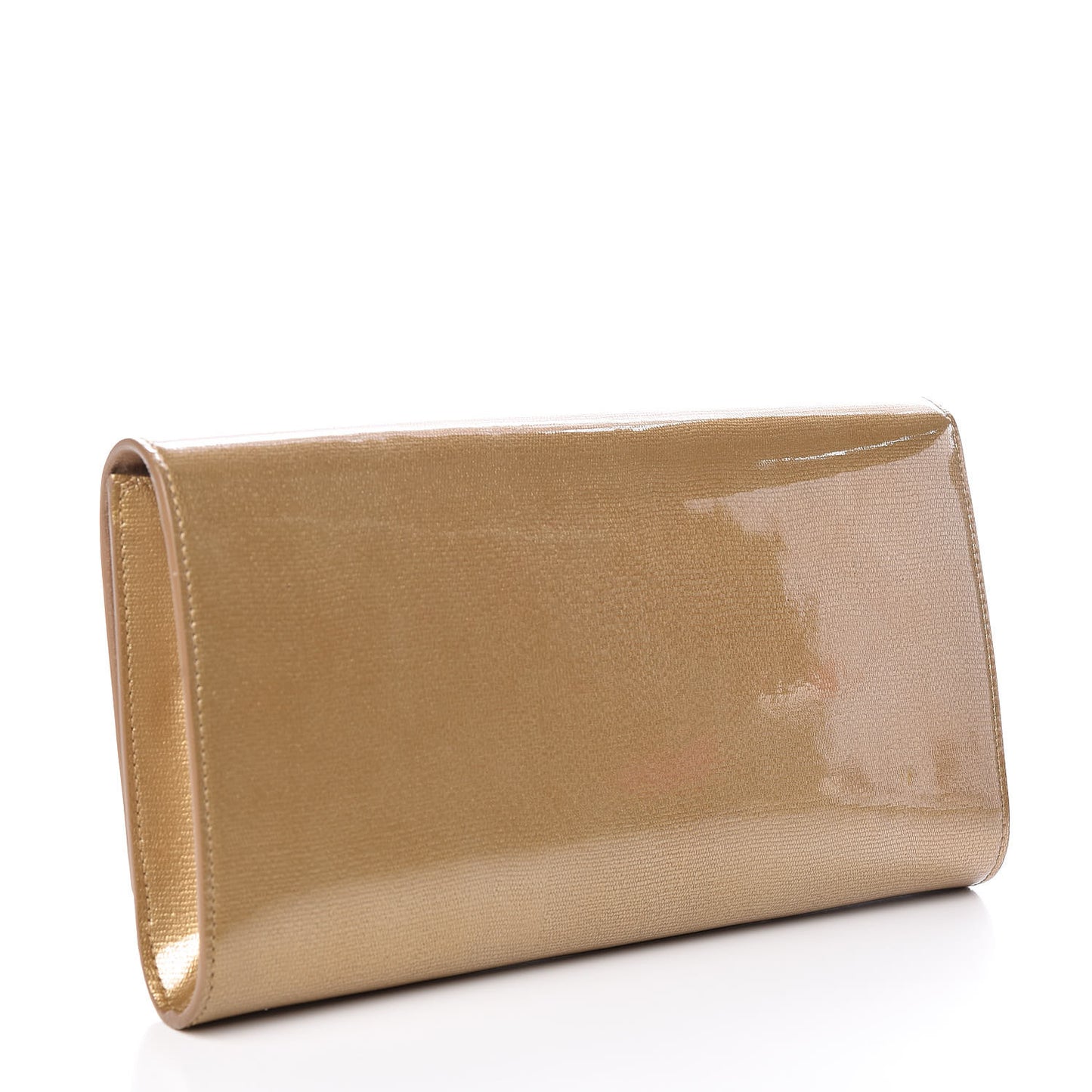 Patent Linen Large Belle De Jour Clutch Champagne Gold