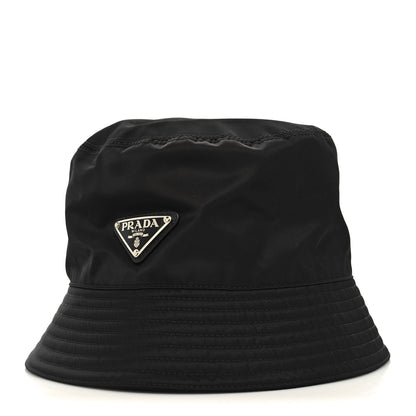 Prada Re-Nylon Metal Triangle Logo Mens Bucket Hat M Black 2 of 8