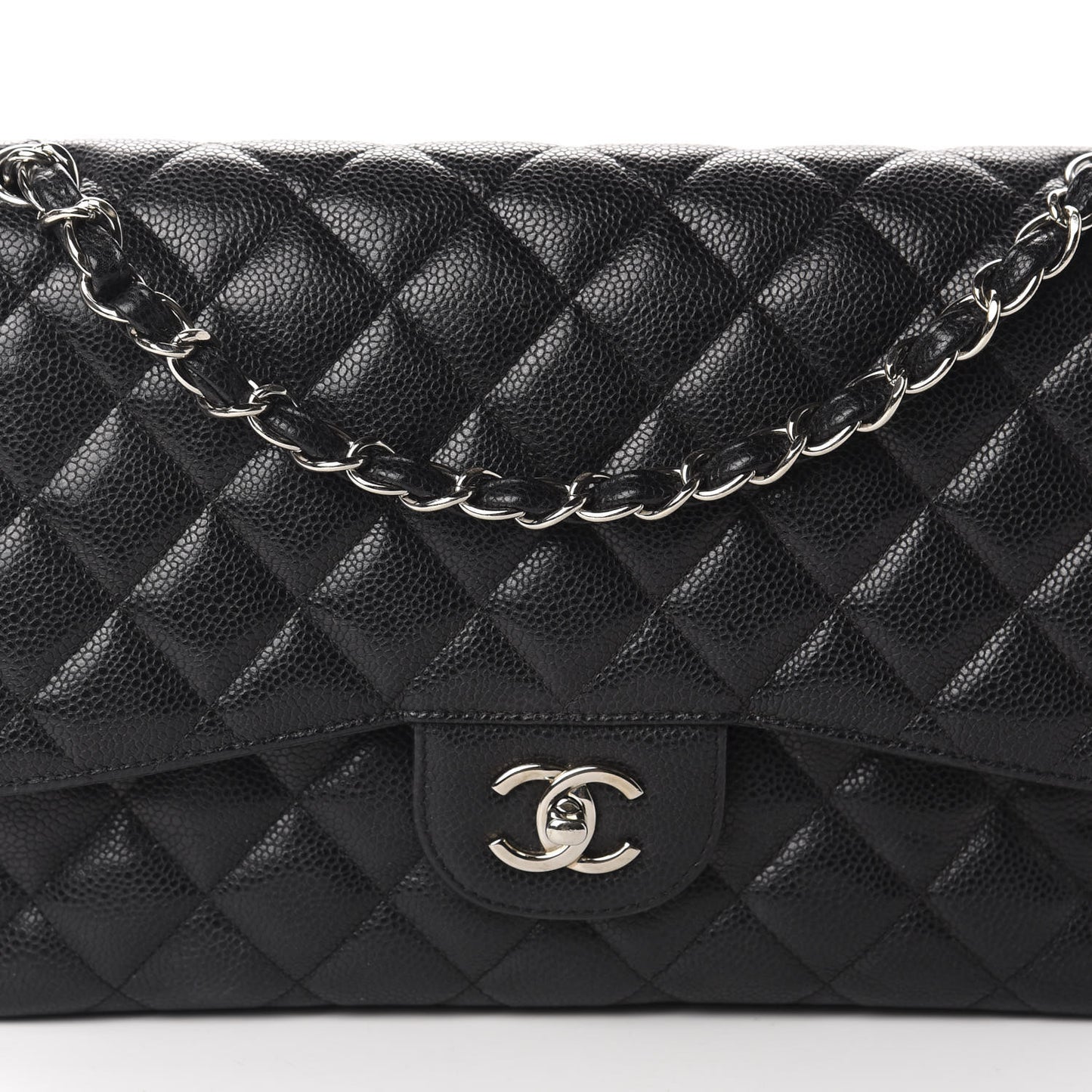 Caviar Quilted Jumbo Double Flap Black