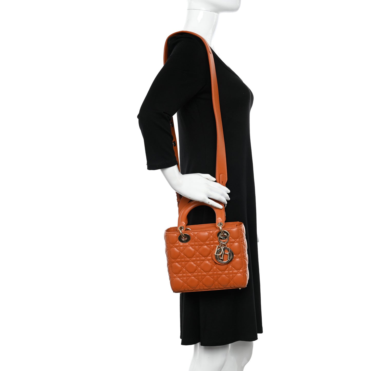 Lambskin Cannage Small Lucky Badges My Lady Dior Orange
