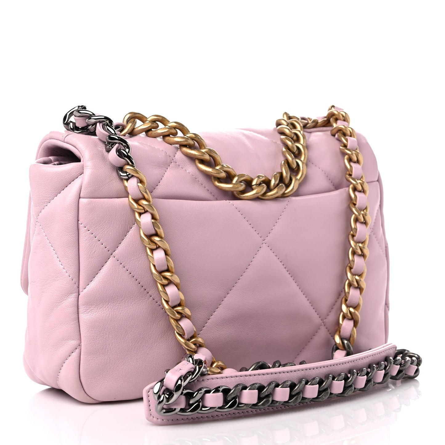 Goatskin Quilted Medium Chanel 19 Flap Light Pink