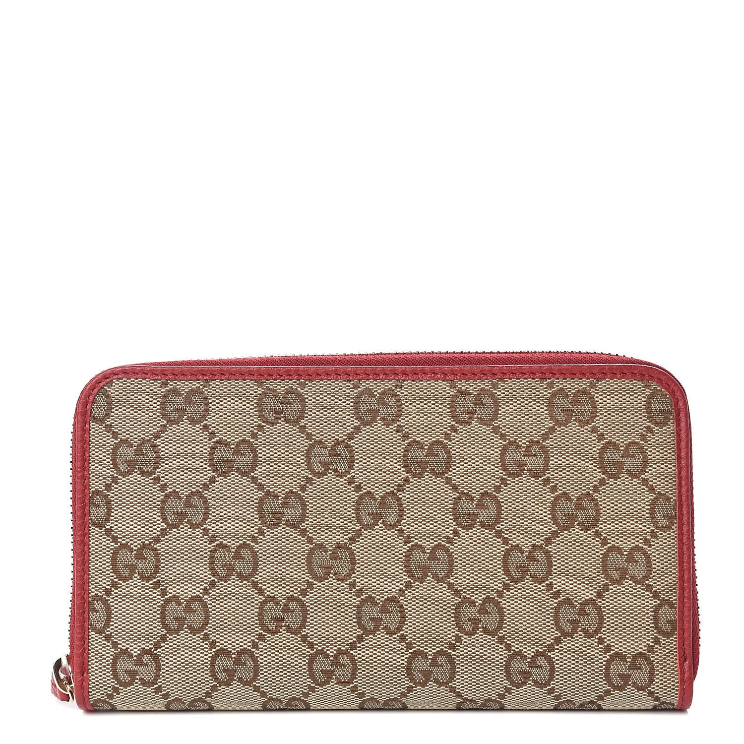Gucci Monogram Dollar Calfskin Zip Around Wallet Beige Ebony Rosso 1 of 8