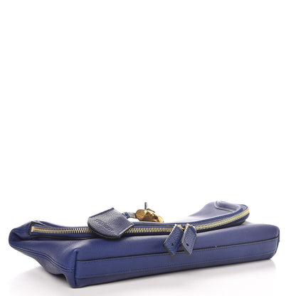 Alexander McQueen Grainy Calfskin Padlock Skull Clutch Blue 4 of 7