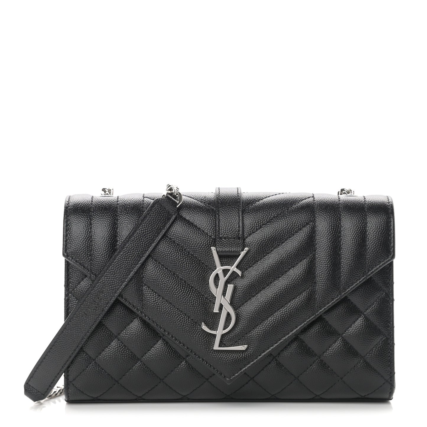 Grain De Poudre Textured Mixed Matelasse Triquilt Small Monogram Satchel Black