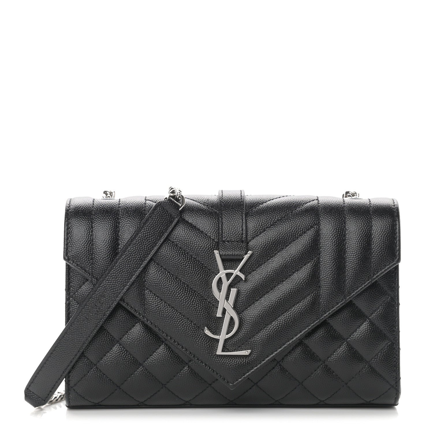 Saint Laurent Grain De Poudre Textured Mixed Matelasse Triquilt Small Monogram Satchel Black 1 of 12