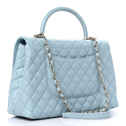 Chanel Caviar Quilted Medium Coco Handle Flap Light Blue 3 of 15