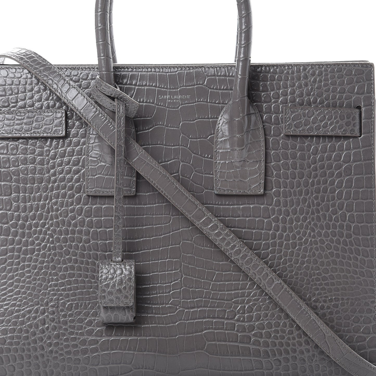 Calfskin Crocodile Embossed Small Sac De Jour Fog